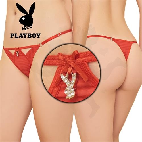 Colaless string de microfibra rayas roja